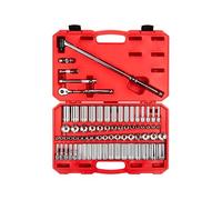 TEKTON 3/8 Inch Drive 6-Point Socket and Ratchet Set, 73-Piece (1/4-1 in., 6-24 mm) SKT15311
