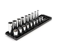 TEKTON 3/8 Inch Drive 6-Point Socket Set with Rails, 18-Piece (5/16-3/4 in.) | SHD91213