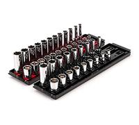 TEKTON 3/8 Inch Drive 6-Point Socket Set with Rails and Trays, 42-Piece (5/16-3/4 in., 8-19 mm) | SHD91218