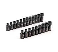 TEKTON 3/8 Inch Drive 6-Point Universal Joint Impact Socket Set, 21-Piece (5/16-3/4 in., 8-19 mm) | SID97004