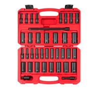 TEKTON 3/8 Inch Drive Deep 6-Point Impact Socket Set, 37-Piece (1/4-1 in., 6-24 mm) | SID91403