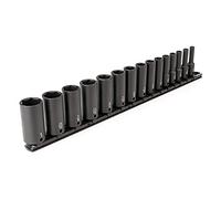 TEKTON 3/8 Inch Drive Deep 6-Point Impact Socket Set with Rail, 15-Piece (1/4-1 in.) | SID91105