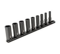 TEKTON 3/8 Inch Drive Deep 6-Point Impact Socket Set with Rail, 9-Piece (5/16-3/4 in.) | SID91101