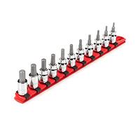TEKTON 3/8 Inch Drive Hex Bit Socket Set with Rail, 11-Piece (3-10 mm) | SHB91107