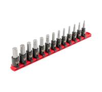 TEKTON 3/8 Inch Drive Hex Impact Bit Socket Set with Rail, 13-Piece (4-14 mm) | SIB91102