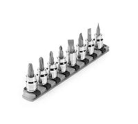 TEKTON 3/8 Inch Drive Phillips/Slotted Bit Socket Set with Rail, 8-Piece (#1-#4, 3/16-3/8 in.) | SHB91109