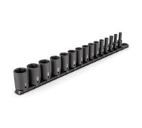TEKTON 3/8 Inch Drive Semi-Deep 6-Point Impact Socket Set with Rail, 15-Piece (1/4-1 in.) | SID91118