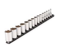 TEKTON 3/8 Inch Drive Semi-Deep 6-Point Socket Set with Rail, 15-Piece (1/4-1 in.) | SHD91121