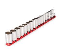 TEKTON 3/8 Inch Drive Semi-Deep 6-Point Socket Set with Rail, 19-Piece (6-24 mm) | SHD91120
