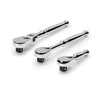 TEKTON 3/8 Inch Drive Small Body Ratchet Set, 3-Piece (3, 6 in., 6 in. Flex) | SRH99002