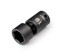 TEKTON 3/8 Inch Drive x 19 mm Universal Joint Impact Socket | SID18119 | Shallow, 6-Point, Manganese Phosphate Finish