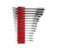 TEKTON Flex Head 12-Point Ratcheting Combination Wrench Set with Modular Wrench Organizer, 14-Piece (6-19 mm) | WRC95302