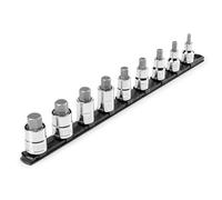TEKTON Hex Bit Socket Set with Rail, 9-Piece | SHB92109 | 1/2 Inch Drive, (1/4 - 3/4 in.), Socket Rail