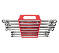 TEKTON Long Flex Head 12-Point Ratcheting Box End Wrench Set with Holder, 7-Piece (6-19 mm) | WRB96201