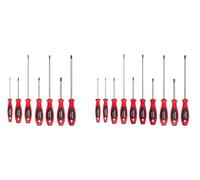 TEKTON Phillips and Slotted Screwdriver Set - 4, 8 Inch Shanks, 17-Piece (#0 - #3, 3-8 mm) | DWZ90016