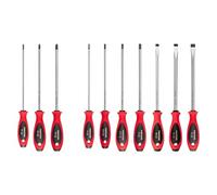 TEKTON Phillips and Slotted Screwdriver Set - 8 Inch Shanks, 10-Piece (#1 - #3, 4-14 mm) | DWZ90008