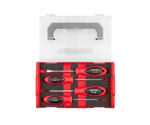 TEKTON Phillips and Slotted Screwdriver Set with Mini Stacking Tool Box - 4 Inch Shanks, 4-Piece (#1 - #2, 3/16-1/4 in.) | DWZ90603