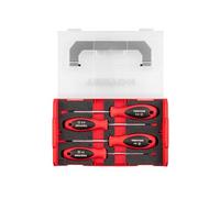 TEKTON Phillips and Slotted Screwdriver Set with Mini Stacking Tool Box - 4 Inch Shanks, 4-Piece (#1-#2, 5.5-6.5 mm) | DWZ90604