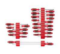 TEKTON Phillips and Slotted Screwdriver Set with Red Modular Organizers - 4, 8, 18 Inch Shanks, 26-Piece (#0 - #4, 3-14 mm) | DWZ90119