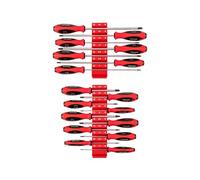 TEKTON Phillips and Slotted Screwdriver Set with Red Modular Organizers - 4, 8 Inch Shanks, 17-Piece (#0 - #3, 3-8 mm) | DWZ90127