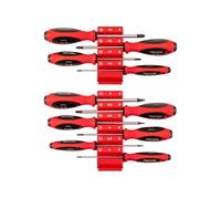 TEKTON Phillips and Slotted Screwdriver Set with Red Modular Organizers - 4 Inch Shanks, 10-Piece (#0 - #3, 3-8 mm) | DWZ90116