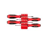 TEKTON Phillips and Slotted Screwdriver Set with Red Modular Organizers - 4 Inch Shanks, 4-Piece (#1 - #2, 3/16-1/4 in.) | DWZ90112