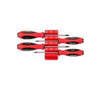 TEKTON Phillips and Slotted Screwdriver Set with Red Modular Organizers - 4 Inch Shanks, 4-Piece (#1 - #2, 5.5-6.5 mm) | DWZ90115