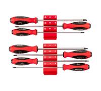 TEKTON Phillips and Slotted Screwdriver Set with Red Modular Organizers - 8 Inch Shanks, 7-Piece (#1 - #3, 4-8 mm) | DWZ90126