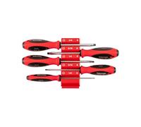 TEKTON Slotted Screwdriver Set with Red Modular Organizers - 4 Inch Shanks, 5-Piece (1/8-3/8 in.) | DWA90101