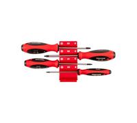 TEKTON Square Screwdriver Set with Red Modular Organizers - 4 Inch Shanks, 4-Piece (#0 - #3) | DWQ90101