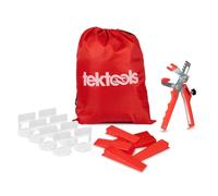 TekTools Tile Levelling System - Tile Levelers Spacers for Building Walls Floors - Reusable Leveling Wedges, Pliers and a TekTools Drawstring Bag, Plastic Levelling 3mm Clips with Wedges