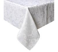 Tektrum 60 X 120 inch Rectangular Damask Jacquard Tablecloth Table Cover - Waterproof/Spill Proof/Stain Resistant/Wrinkle Free/Heavy Duty - Great for Banquet, Parties, Dinner, Kitchen, Wedding (White)
