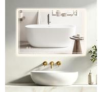 TEKXDD LED Bathroom Mirror 700X500mm, Wall-Mounted Smart Mirror Backlit, Memory Function, Tempered Glass, Shatter-Proof,3 Colors, Horizontal/Vertical