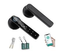 TEKXDD Smart Door Lock, 6-in-1 Door Handle Electronic Keyboard Password/APP/IC Card/Fingerprint/Keys/NFC Smart Lock Biometric Identification Key Digital Electronic Door Home Office Apartment