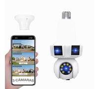 TEKXDD【Three Lens Light Bulb Security Camere, 6MP WiFi Wireless Light Bulb Camera, 2-Way Talk,Color Night Vision, Motion Tracking, Audible Alarm,TF/Cloud,Support E27 Light Bulb Socket