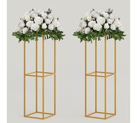 TEKXYZ 2 Pcs 80 CM Tall Metal Flower Stand, Gold Centerpieces For Wedding, Event Party Props, Patio Decor