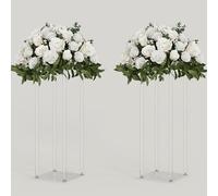 TEKXYZ Acrylic Centerpiece Stand, 2 Pcs 60 CM Tall Flower Stand, Column Wedding Centerpieces, Flower Stand for Wedding Event Party Props, Home Decor, Table