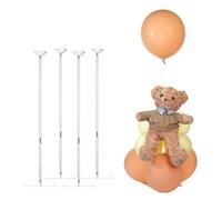 TEKXYZ Crystal Clear Acrylic Balloon Stand - Set of 4 Reusable, Height-Adjustable Stands (40-60cm / 15.7-23.6in), Converts to 2 Tall 80cm (31.5in) Centerpieces - Ideal for Party Table Decoration