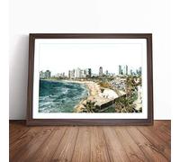 Tel Aviv Israel Skyline | Framed Wall Art Print | Modern Home Decor Picture | Ready to Hang Artwork for Living Room, Bedroom, Kitchen or Office | Multiple Sizes