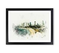 Tel Aviv Israel Skyline In Abstract Modern Art Framed Print | A3 Black Framed Wall Art | Ready to Hang | Abstract Cityscape Picture | Living Room Bedroom Lounge Office
