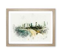 Tel Aviv Israel Skyline In Abstract Modern Art Framed Print | A3 Oak Framed Wall Art | Ready to Hang | Abstract Cityscape Picture | Living Room Bedroom Lounge Office