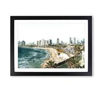 Tel Aviv Israel Skyline Painting Framed Print | A2 Black Framed Wall Art | Ready to Hang | Modern Cityscape Picture | Living Room Bedroom Lounge Office