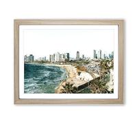 Tel Aviv Israel Skyline Painting Modern Art Framed Print | A2 Oak Framed Wall Art | Ready to Hang | Modern Cityscape Picture | Living Room Bedroom Lounge Office