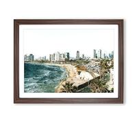 Tel Aviv Israel Skyline Painting Modern Art Framed Print | A2 Walnut Framed Wall Art | Ready to Hang | Modern Cityscape Picture | Living Room Bedroom Lounge Office