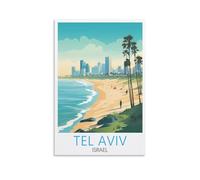 Tel Aviv Israel Vintage Travel Poster 12x18inch(30x45cm) Canvas Print for Living Room, Bedroom, Dorm, Home, Office Wall Decoration