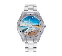 Tel Aviv Israel Watches for Men Business Dress Watch Analog Quartz Wristwatch Stainless Steel Band