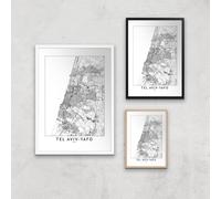 Tel Aviv-Yafo Light City Map Giclee Art Print - A3 - Black Frame