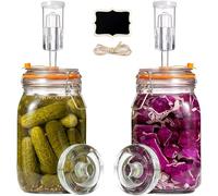 Tel Charme * 2 Pack Fermentation Jars 1.5L with Airlock, Fermenting Jar Set with Fermentation Weights - Ideal for Kimchi, Sauerkraut, Kefir, Sourdough Starter