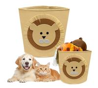 Tel Charme * 2 Pack Lion Design Foldable Pet Toy Box, Collapsible Felt Storage Basket for Dog Toys, Blankets & Supplies, Multi-Purpose Home Organiser, Beige Gift for Pet Lovers