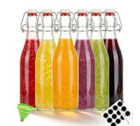 Tel Charme * Glass Bottles with Stoppers - 6 x 500ml Clear Swing Top Bottle, Flip Top Brewing Bottle for Homebrewing and Beverages, Fermentation, Kombucha, Mead, Vinegar, Beer, Kefir, Wine, Soda